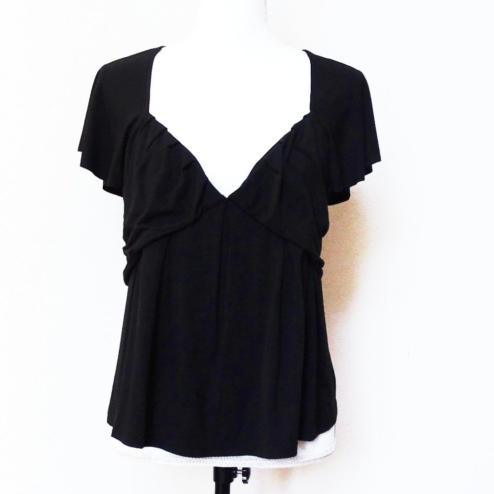 FRAME Noir Shirred Flounce Top Size L